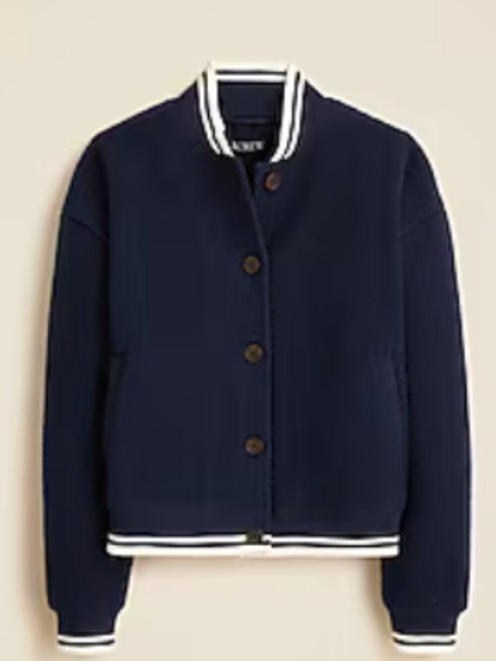 J Crew Boucle Flight Jacket in Navy & White Size S NWOT